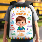 Custom Kids Front Printed Backpack - Personalized Back To School Gifts For Kids - I Am Strong