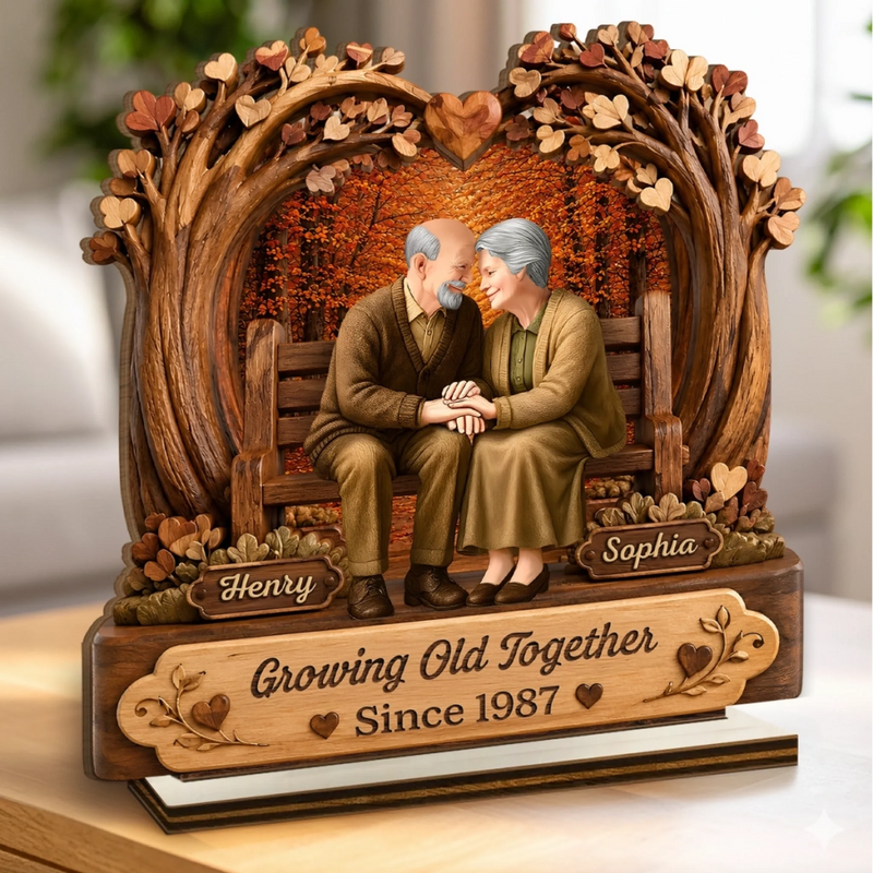 Custom 2-Layered Wooden Plaque - Personalized Anniversary Wedding Gifts For Husband And Wife, Him And Her - Together Through It All