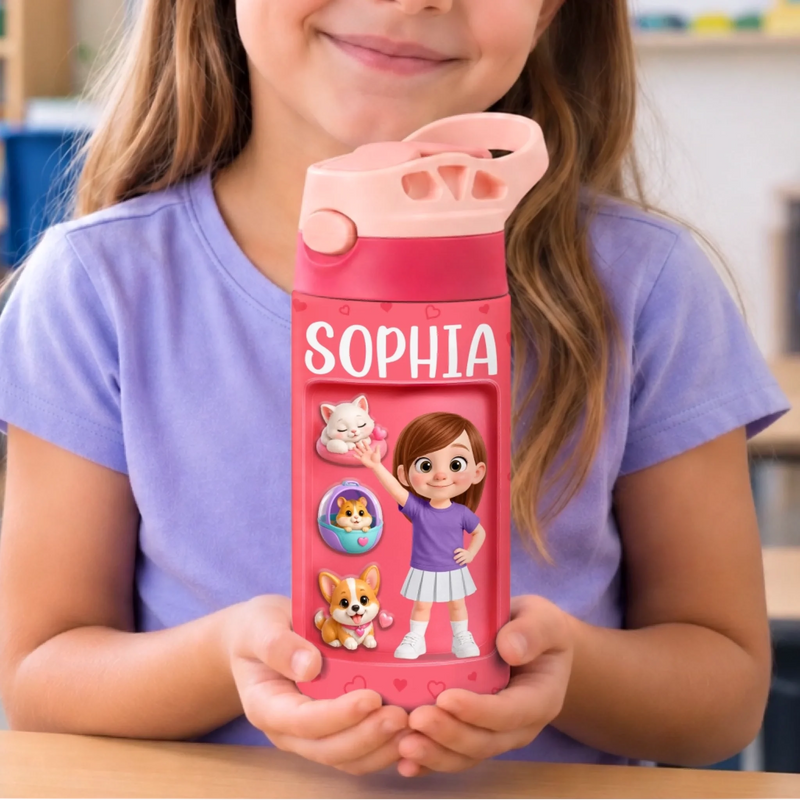 Custom Kids Insulated Water Bottle - Personalized Back To School Gifts For Kids - My Little Adventure Buddy