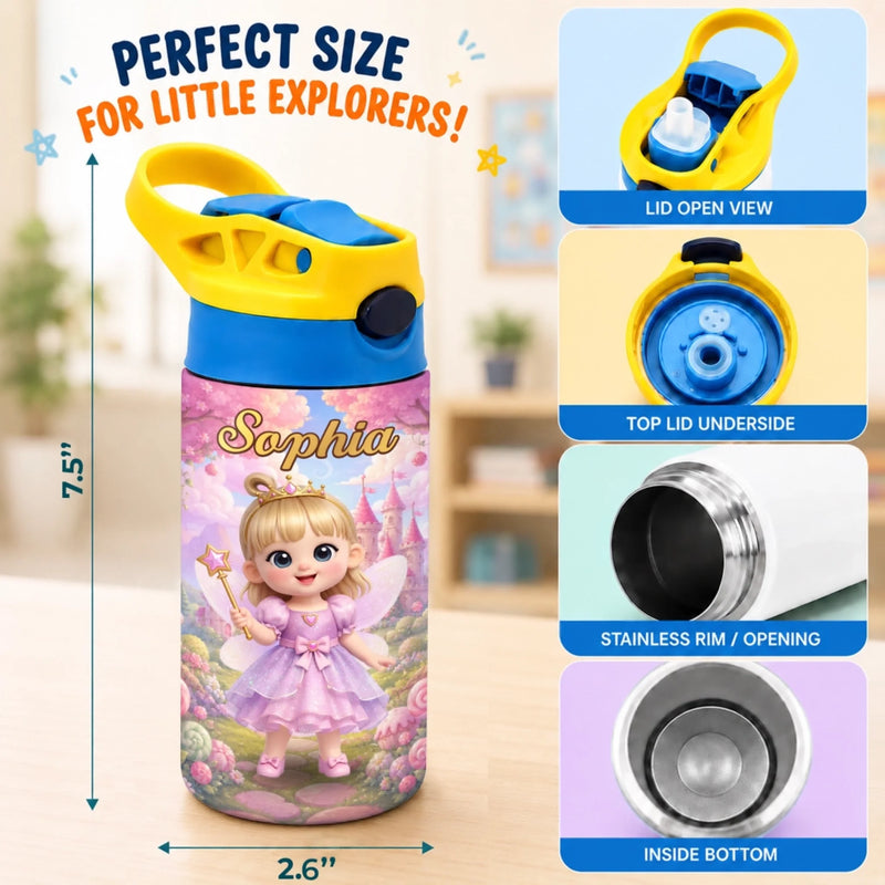 Custom Photo Kids Insulated Water Bottle - Personalized Back To School Gifts For Kids - Magic Starts Here