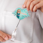 Custom Acrylic Badge Reel - Personalized Birthday Gifts For Nurse - Caring With Heart