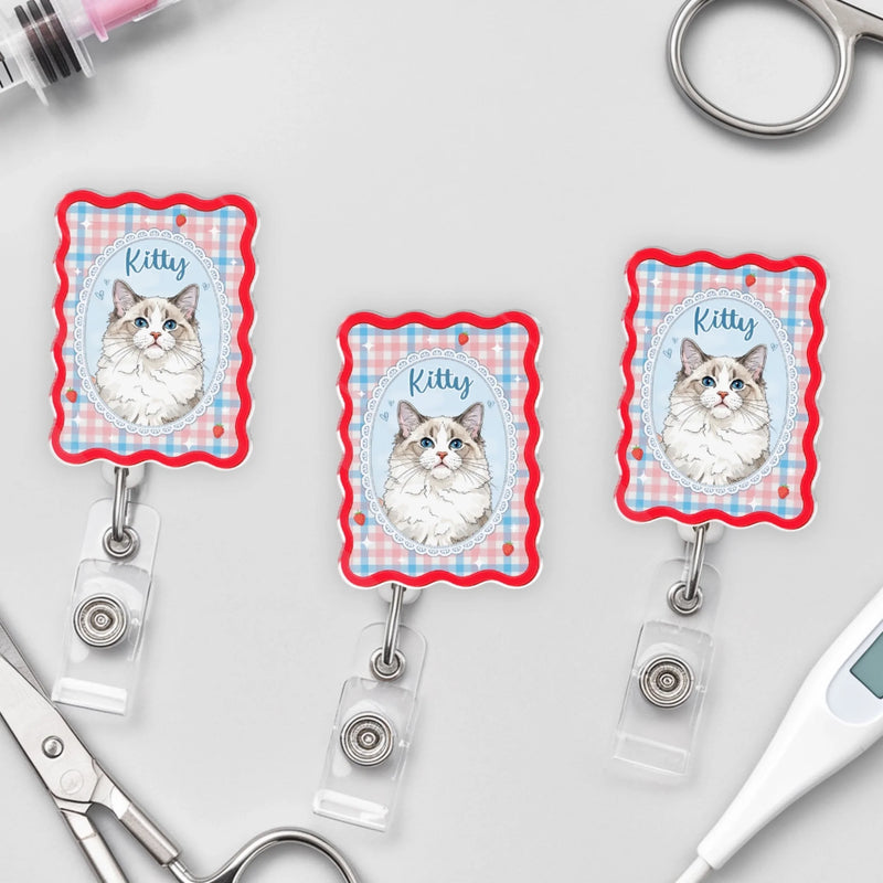 Custom Photo Acrylic Badge Reel - Personalized  Birthday Gifts For Dog Cat Lovers, Dog Dad And Mom, Cat Owners - CEO Of Barking At Work