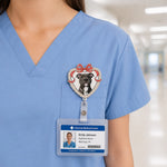 Custom Photo Acrylic Badge Reel - Personalized  Birthday Gifts For Dog Cat Lovers, Dog Dad And Mom, Cat Owners - Proud Pet Mom At Work