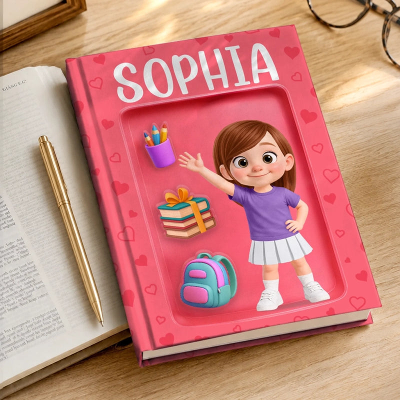 Custom Kids Hardcover Journal - Personalized Back To School Gifts For Kids - Play Hard Study Harder