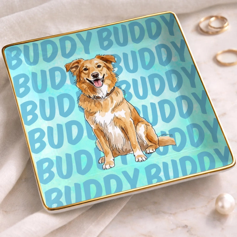 Custom Photo Full-Print Jewelry Dish - Personalized  Birthday Gifts For Dog Cat Lovers, Dog Dad And Mom, Cat Owners - Paws Make Life Better