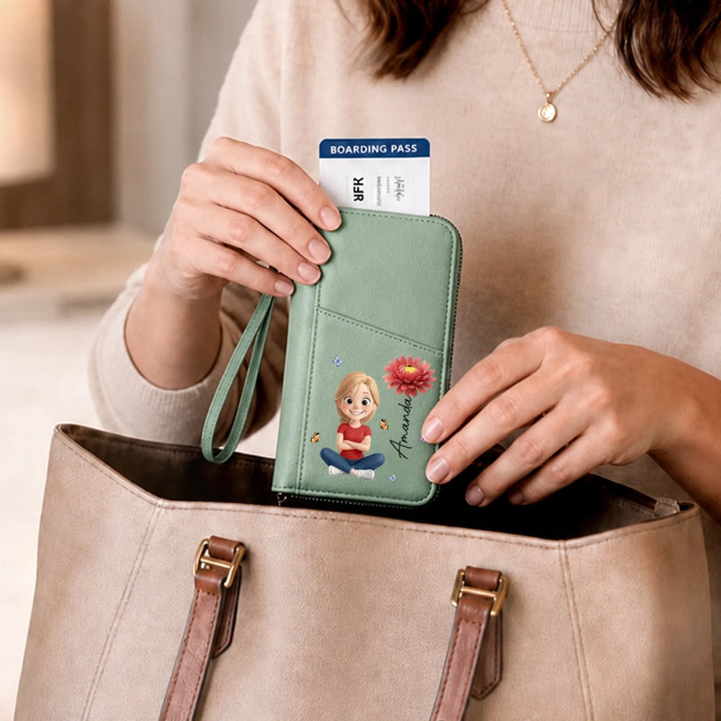 Custom Passport Holder Wallet - Personalized Summer Vacation And Travel Gifts For Women, Besties, Sisters, BFF, Family, Yourself - Travel More Smile More