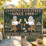 Custom Home Decor Metal Sign - Personalized  Anniversary Wedding Gifts For Husband And Wife, Him And Her - Together In Our Happy Place