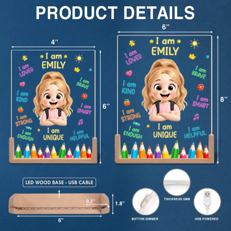 Custom Kids Shaped 3D LED Walnut Night Light - Personalized Back To School Gifts For Kids - Dream Big Learn More