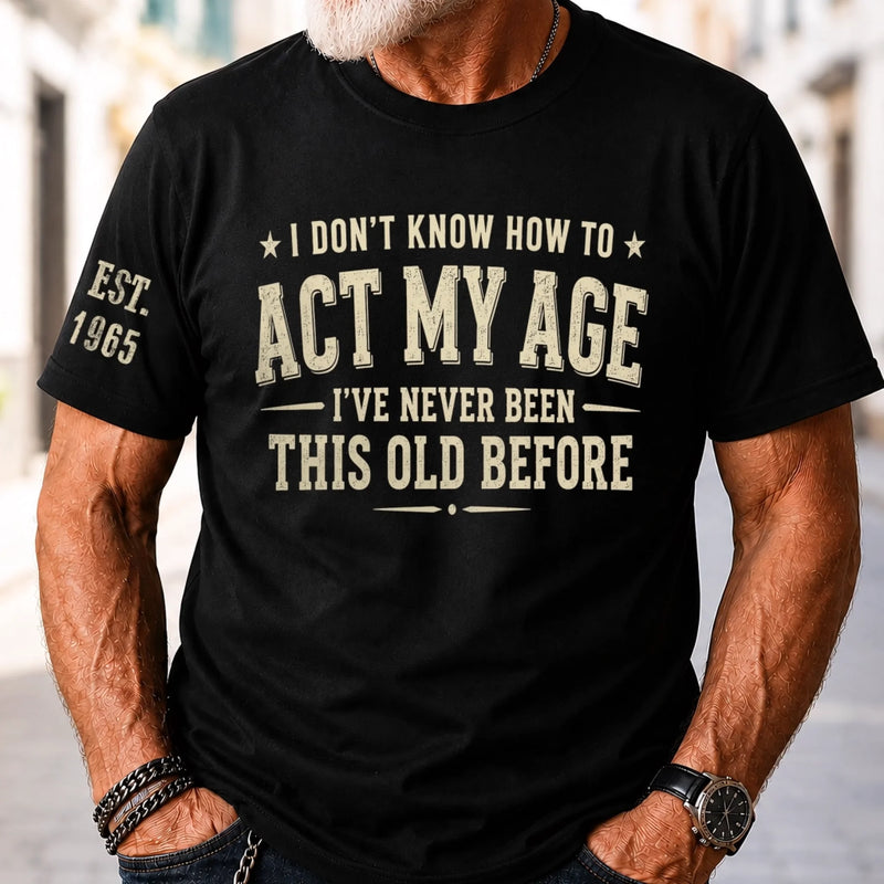 Custom Unisex T-Shirt With Design On Sleeve - Personalized Birthday Gifts For Husband, Son, Grandson, Brother, Grandpa, Dad, Yourself - Built Different