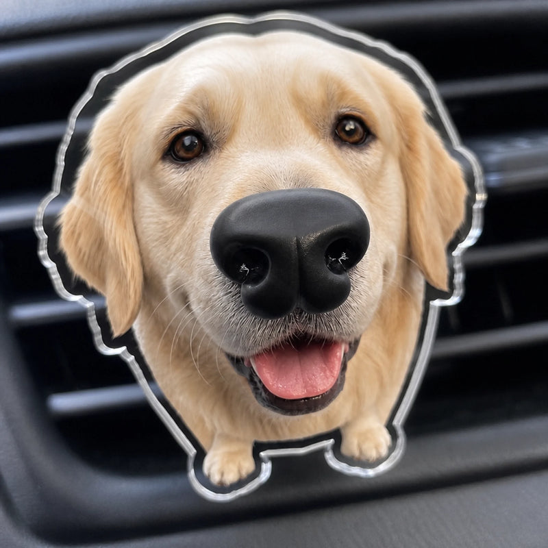 Custom Photo Squishy Nose Car Vent Clip – Personalized Birthday Gifts For Dog Lovers, Dog Dad And Mom - Happiness Is A Wagging Nose