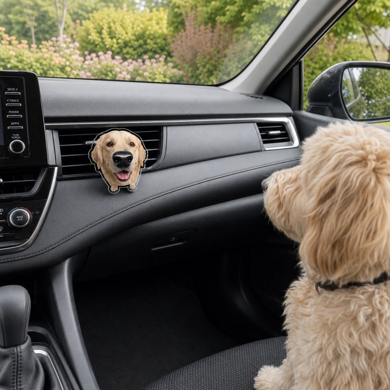 Custom Photo Squishy Nose Car Vent Clip – Personalized Birthday Gifts For Dog Lovers, Dog Dad And Mom - Happiness Is A Wagging Nose