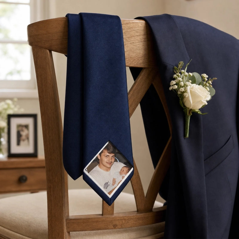 Custom Photo Tie Patch – Personalized Wedding  Gifts For Dad, Grandpa, Father Of The Bride, Father Of The Groom - Always By Your Side, Dad