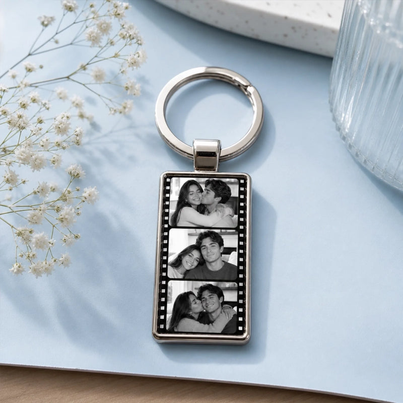 Custom Photo Metal Keychain - Personalized Anniversary Wedding Gifts For Husband And Wife, Him And Her - My Favorite Place Is You