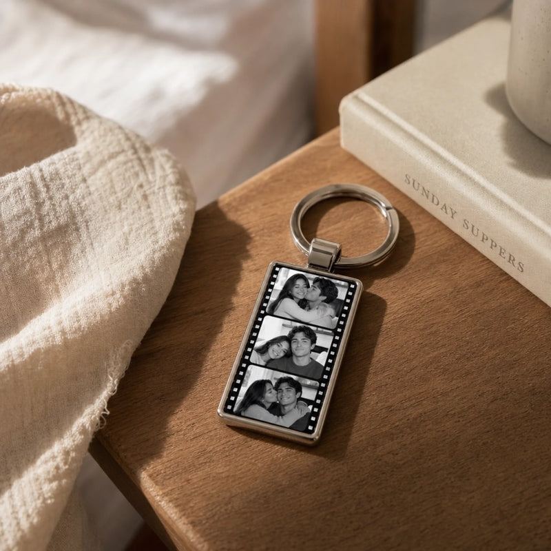 Custom Photo Metal Keychain - Personalized Anniversary Wedding Gifts For Husband And Wife, Him And Her - My Favorite Place Is You