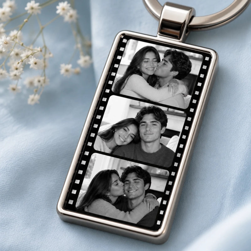 Custom Photo Metal Keychain - Personalized Anniversary Wedding Gifts For Husband And Wife, Him And Her - My Favorite Place Is You