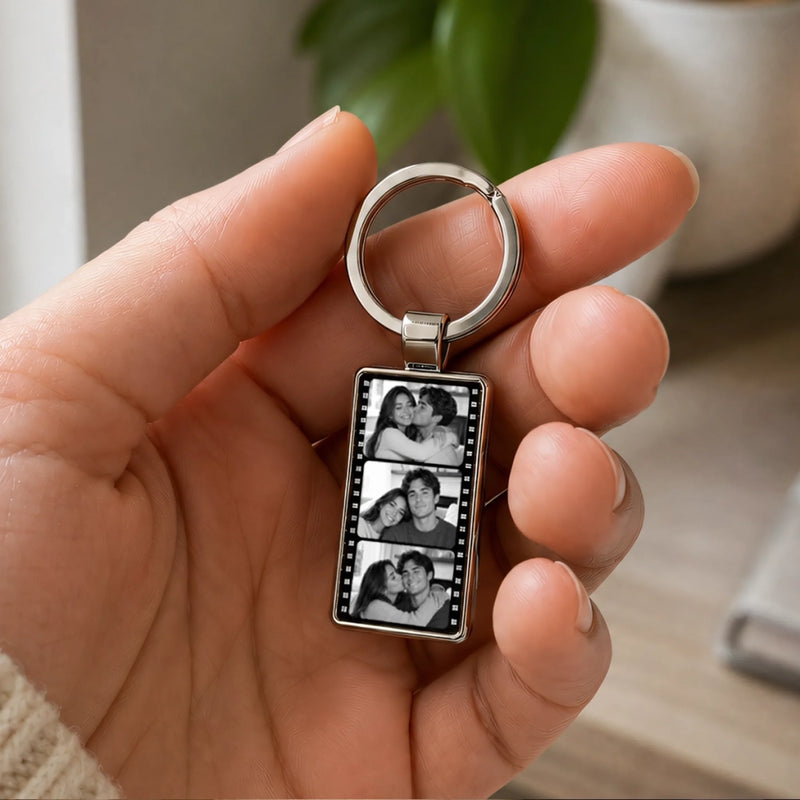 Custom Photo Metal Keychain - Personalized Anniversary Wedding Gifts For Husband And Wife, Him And Her - My Favorite Place Is You