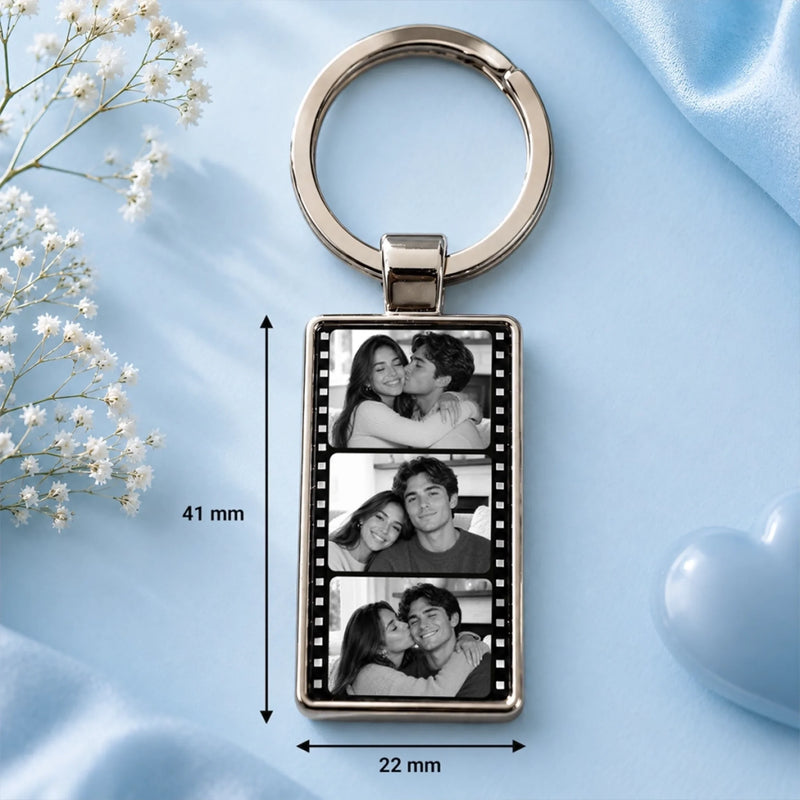 Custom Photo Metal Keychain - Personalized Anniversary Wedding Gifts For Husband And Wife, Him And Her - My Favorite Place Is You