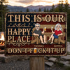 Custom Home Decor Metal Sign - Personalized Summer Vacation And Travel Gifts For Husband And Wife, Him And Her - Our Patriotic Happy Place