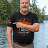 Custom BBQ Unisex T-Shirt With Design On Sleeve - Personalized Grilling Gifts For BBQ Lovers, Husband, Son, Grandson, Brother, Grandpa, Dad, Yourself - Grill Master Mode