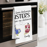 Custom Long Distance Kitchen Towel - Personalized Best Friend Birthday Gifts For Sisters, BFF, Best Friends - Partners In Fun