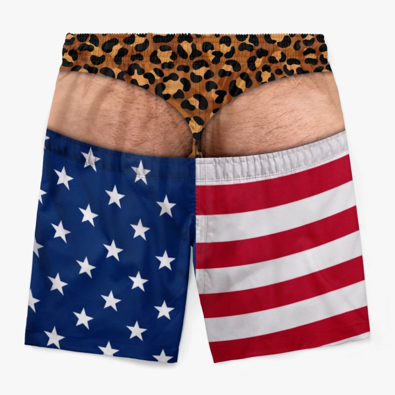 Custom Funny Patriotic Men Swim Trunks - Personalized Birthday Gifts For Husband, Son, Grandson, Brother, Grandpa, Dad, Yourself - Warning Wide Load