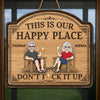 Custom Wood Sign - Personalized Summer Vacation And Travel Gifts For Husband And Wife, Him And Her - Our Happy Spot