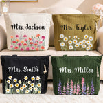 Custom Corduroy Tote Bag - Personalized Teacher Appreciation, Back To School Gifts For Teachers - Beautiful Growth In Every Lesson
