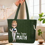 Custom Corduroy Tote Bag - Personalized Teacher Appreciation, Back To School Gifts For Teachers - Teaching With Heart And Grace