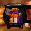 Custom 12oz Ceramic Cauldron Coffee Mug -  Personalized Halloween Witchy Gifts For Cat Lovers, Cat Mom And Dad - The Witching Hour With My Cats