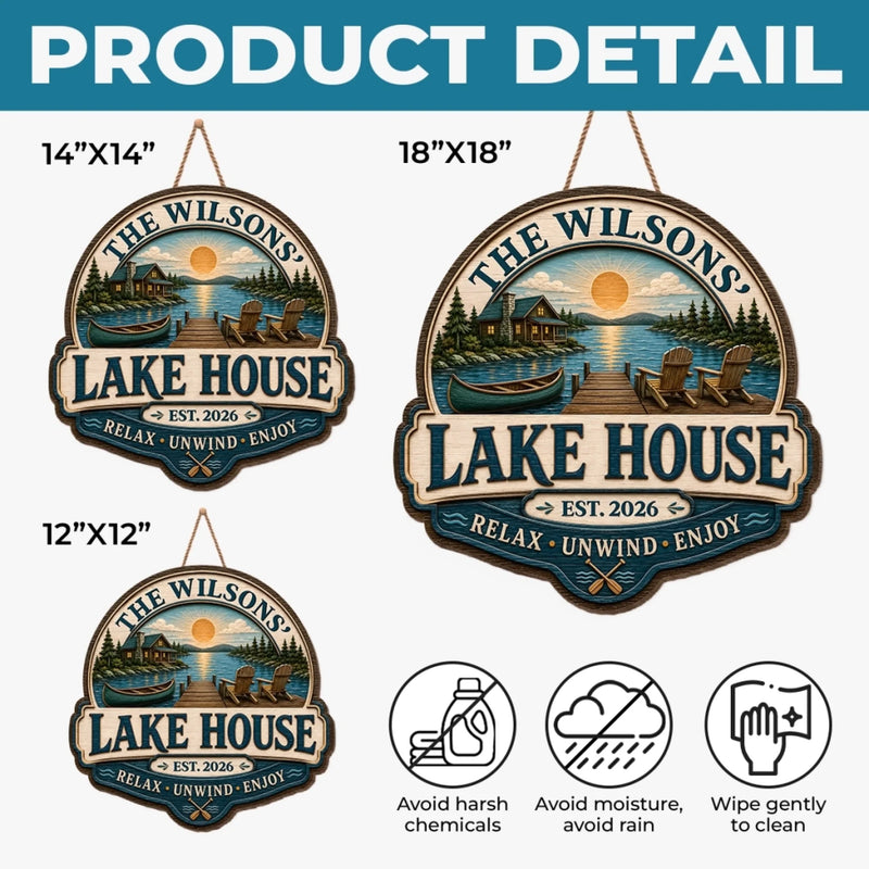 Custom Lake House Wood Sign - Personalized Summer Vacation And Travel Gifts For Mom, Dad, Brother, Sister - Home Is Where The Lake Is