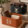 Custom Leather Storage Basket - Personalized Birthday Gifts For Husband, Son, Grandson, Brother, Grandpa, Dad, Yourself - Made For Adventure