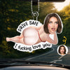 Custom Photo Squishy Acrylic Car Ornament - Personalized Anniversary Wedding Gifts For Husband And Wife, Him And Her - Eyes Off, Maybe