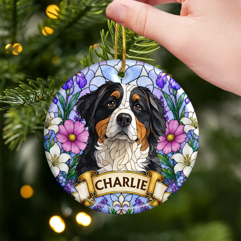 Custom Photo Ceramic Ornament - Personalized Pet Christmas Memorial Sympathy Gifts For Dogs, Cats - Forever Loved Forever Missed