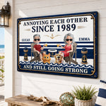 Custom Home Decor Metal Sign - Personalized  Summer Vacation And Travel Gifts For Husband And Wife, Dog Cat Lovers - Love You And Pets