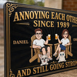 Custom Home Decor Metal Sign - Personalized  Anniversary Wedding Gifts For Husband And Wife, Dog Cat Lovers - Paws And Love All Around