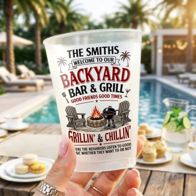Custom Backyard Bar Party Cups - Personalized Summer Vacation And Travel Gifts For Mom, Dad, Brother, Sister - Savor The Moment