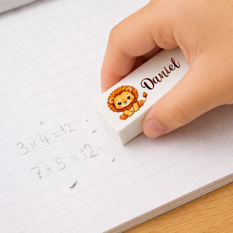 Custom Kids White Eraser - Personalized Back To School Gifts For Kids - Wild About Learning