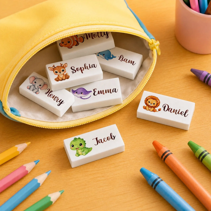 Custom Kids White Eraser - Personalized Back To School Gifts For Kids - Wild About Learning