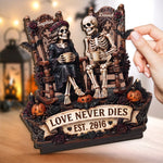 Custom Skeleton 2-Layered Wooden Plaque - Personalized Halloween Decor, Anniversary Wedding Gifts For Husband And Wife, Him And Her - Eternal Love For Us