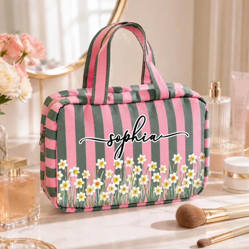Custom Foldable Toiletry Bag - Personalized Birthday Gifts For Wife, Daughter, Besties, Sisters, Granddaughter, Grandma, Mom, Yourself - Confidence Looks Good
