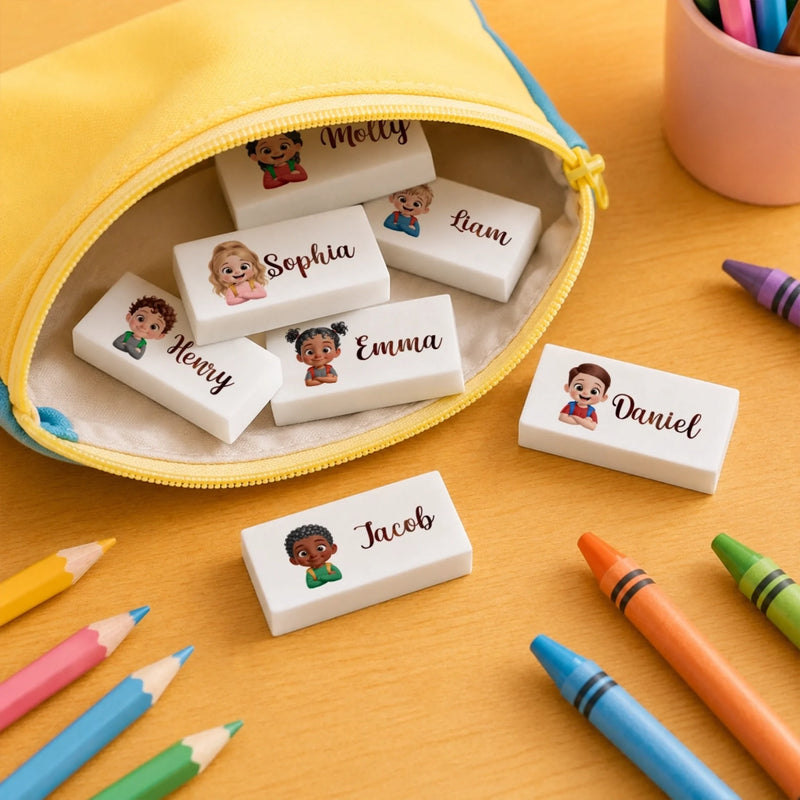 Custom Kids White Eraser - Personalized Back To School Gifts For Kids - New Adventures Await