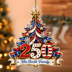 Custom Acrylic Ornament - Personalized America 250th Anniversary Christmas Gifts For Mom, Dad, Brother, Sister - Celebrating Freedom Together