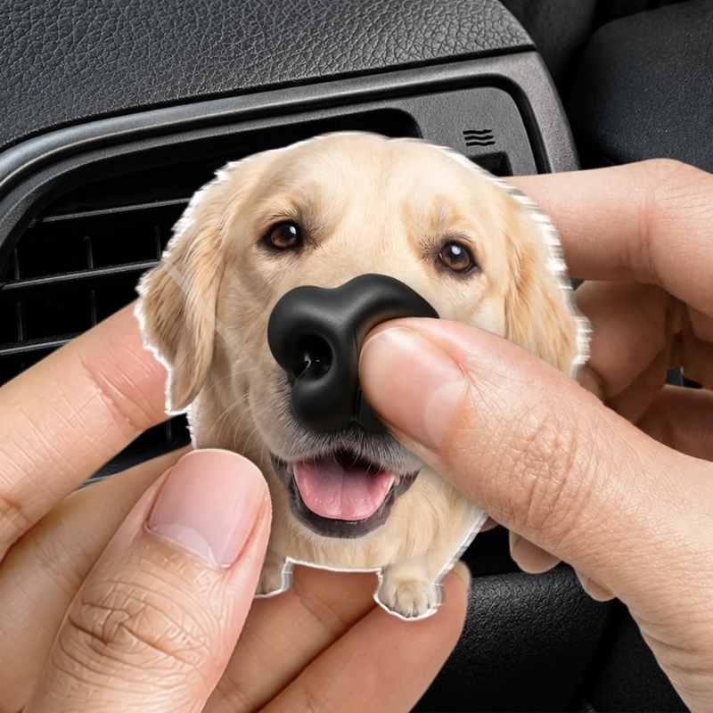 Custom Photo Squishy Nose Car Vent Clip – Personalized Birthday Gifts For Dog Lovers, Dog Dad And Mom - Happiness Is A Wagging Nose