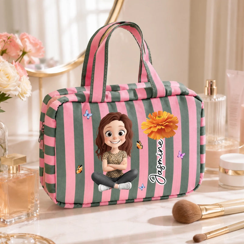 Custom Foldable Toiletry Bag - Personalized Birthday Gifts For Wife, Daughter, Besties, Sisters, Granddaughter, Grandma, Mom, Yourself - Living My Best Story