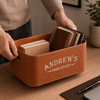 Custom Leather Storage Basket - Personalized Birthday Gifts For Husband, Son, Grandson, Brother, Grandpa, Dad, Yourself - Man Stuff