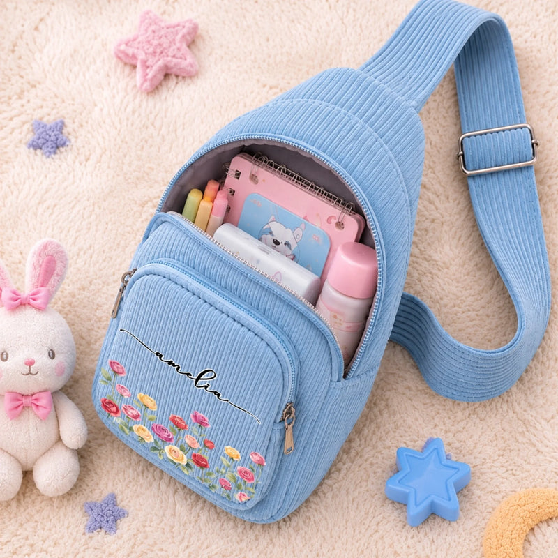 Custom Corduroy Sling Bag - Personalized Birthday Gifts For Kids - Bloom With Joy