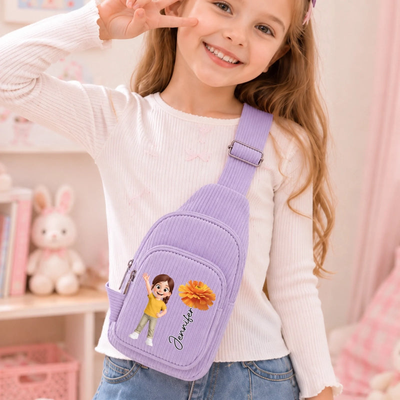 Custom Corduroy Sling Bag - Personalized Birthday Gifts For Kids - Adventure Awaits