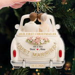 Custom First Christmas Acrylic Ornament - Personalized Anniversary Christmas Wedding Gifts For Husband And Wife, Him And Her - Our First Christmas As Newlyweds