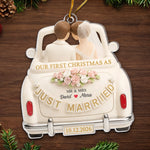 Custom First Christmas Acrylic Ornament - Personalized Anniversary Christmas Wedding Gifts For Husband And Wife, Him And Her - Our First Christmas As Newlyweds
