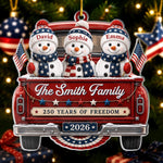 Custom Acrylic Ornament - Personalized America 250th Anniversary Christmas Gifts For Mom, Dad, Brother, Sister - Driven By Love United By Freedom